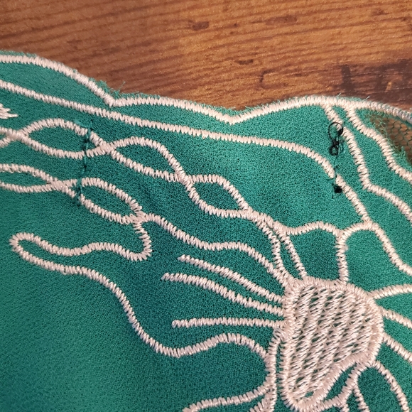 RYU Green Chiffon Embroidered Top - Picture 8 of 8